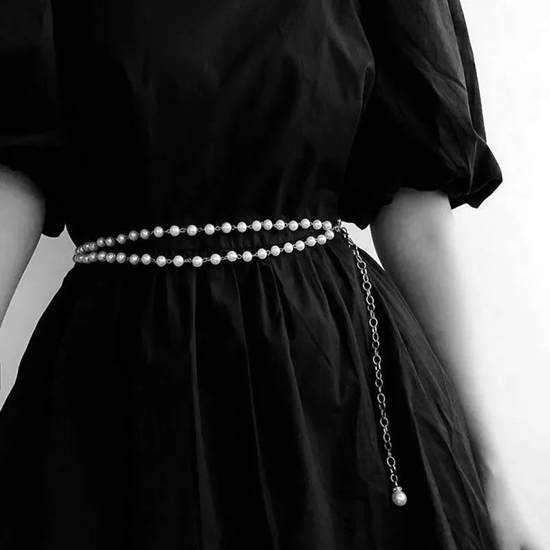 Layered Imitation Pearl Beads Tassel Belts Chains On Pants Fashion Dress Female Waist Chains Women Accessories Gifts