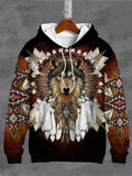 New European and American autumn men's animal print micro elastic comfortable hooded sweatshirt outdoor urban fashion clothing