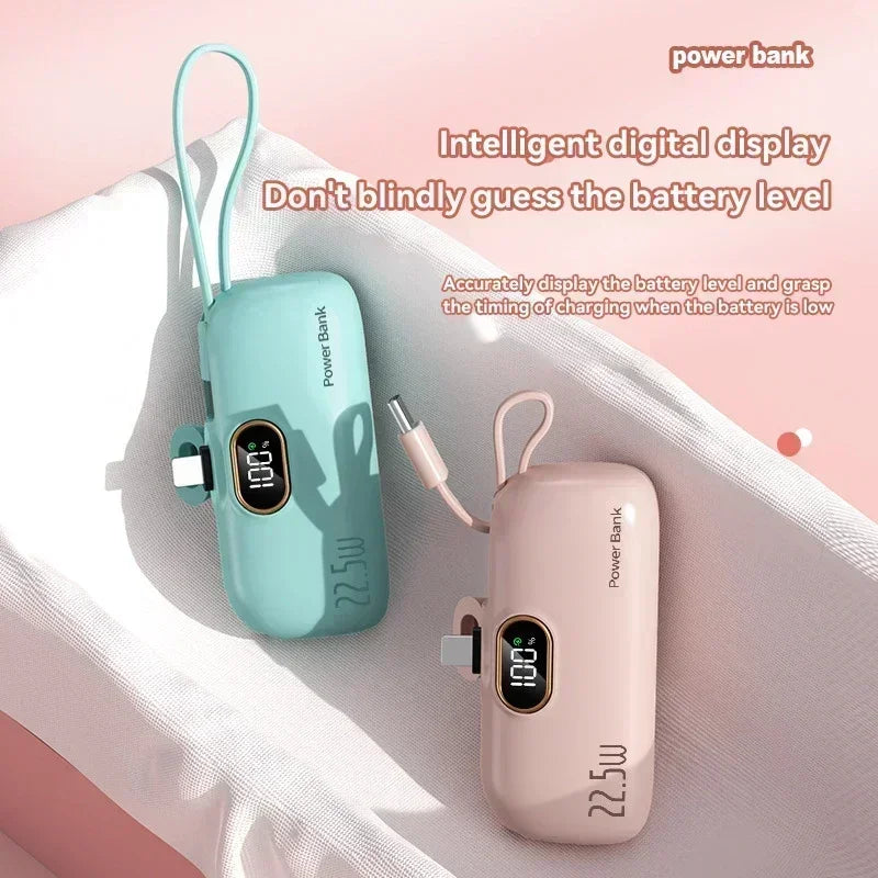 VIVO 500000mAh Mini Power Bank Fast Charging Portable Charger 22.5W Lighting Type-c for iPhone Huawei Emergency External Battery
