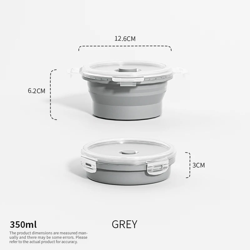 Collapsible Food Storage Containers Silicone Lunch Box with Lid Food Bowls Kitchen Stackable Lunch Box for Pantry Freezer Safe