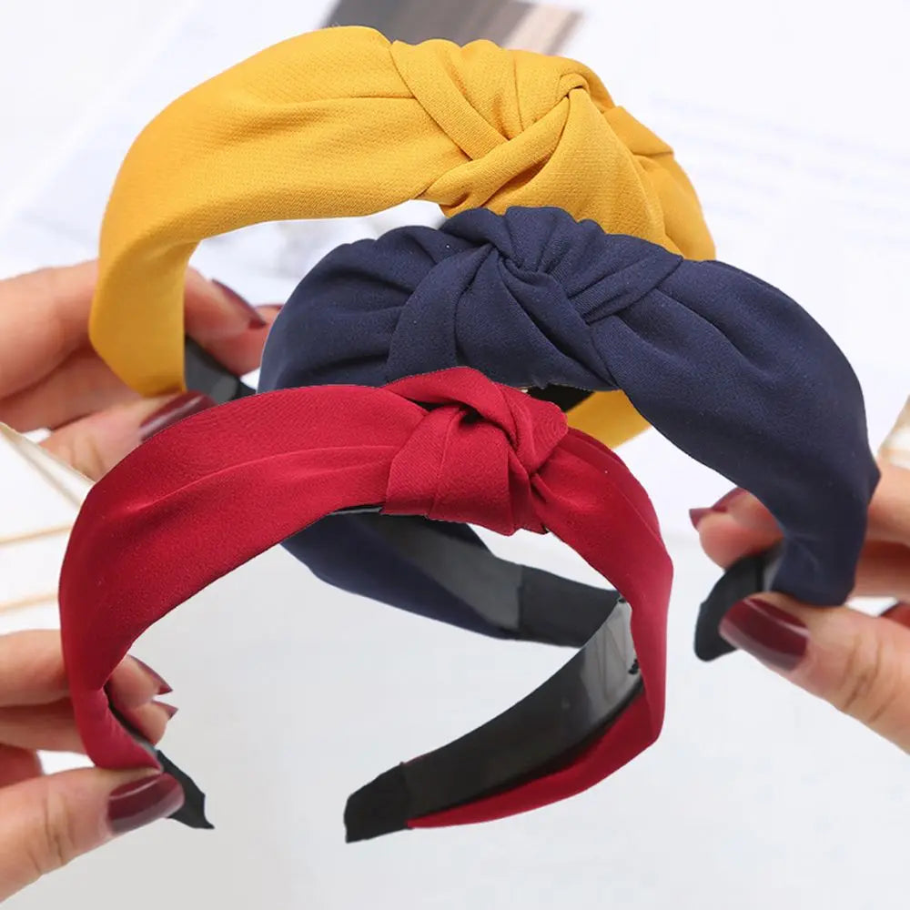 Women Girls Wide Top Knot Hair Bands Headdress Solid Color Cloth Headband Bezel Girls Hairband Hair Hoop Female Hair Accessories