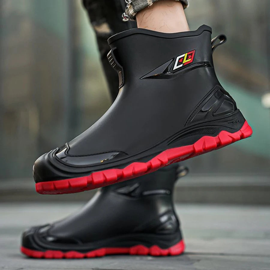 Men's Rain Boots Waterproof Rubber Work Boots Anti-Slip Fishing Gardening Farm Kitchen Outdoor Shoes