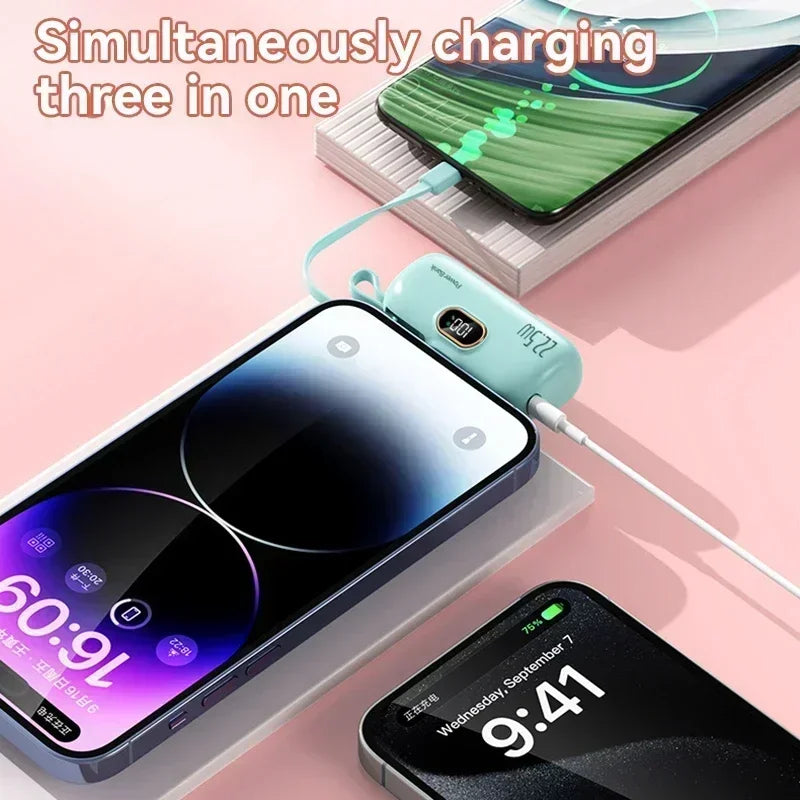 VIVO 500000mAh Mini Power Bank Fast Charging Portable Charger 22.5W Lighting Type-c for iPhone Huawei Emergency External Battery
