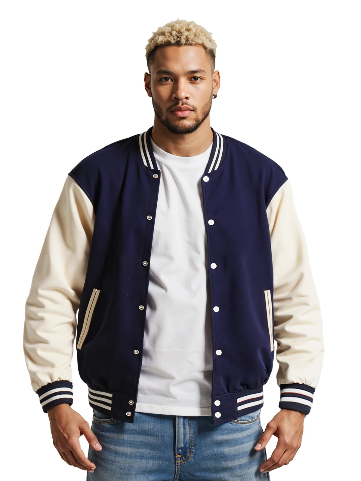 Mens Classic Varsity Jacket Vintage Letterman Style Baseball Coat Multiple Colors Available Streetwear with Faux Leather Sleeves