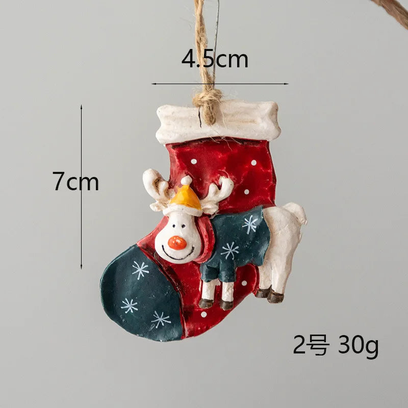 Merry Christmas Resin Christmas Santa/angel/Snowman Pendant Christmas Tree Decoration Xmas Ornaments 2023 Navidad New Year Decor