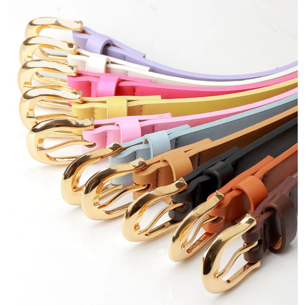 1.8x103cm Women's Thin Belt Versatile Korean Style Simple Candy Color Jeans Belt Decorative Skinny Waistband