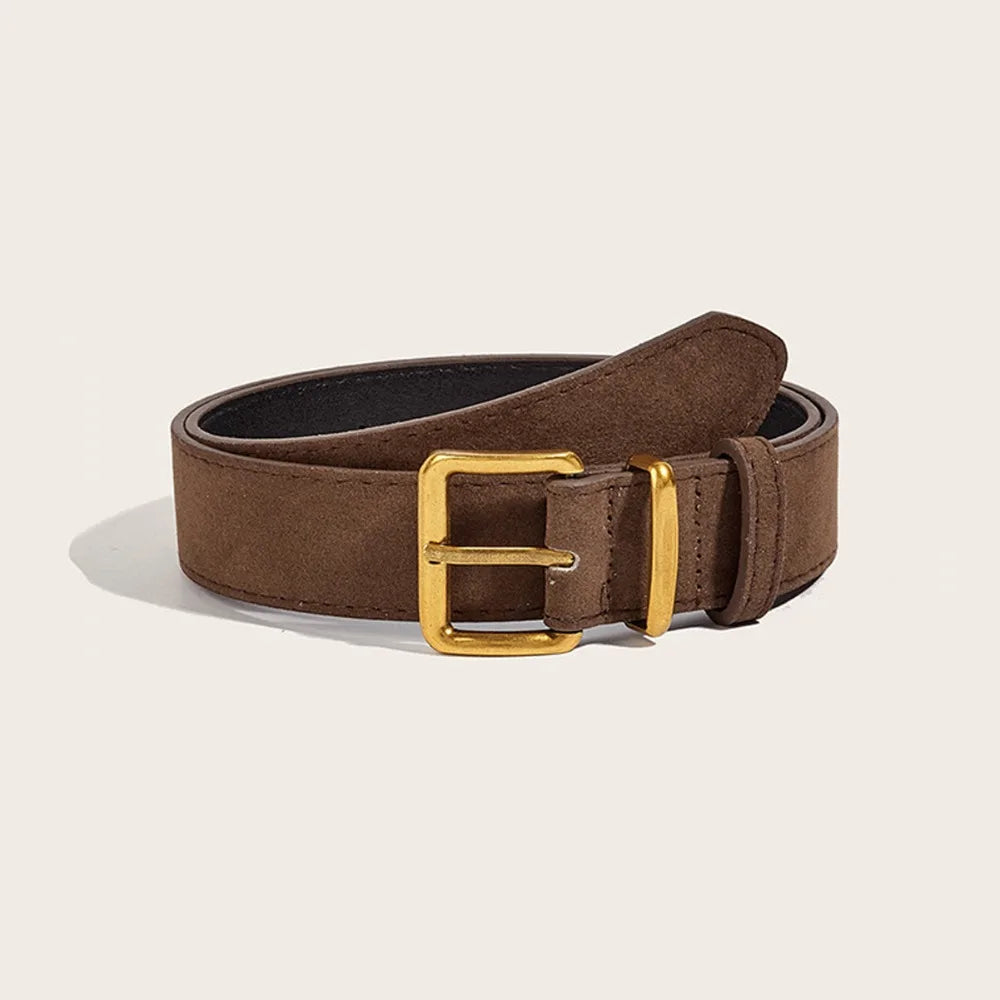 Maillard Style Suede Leather Wide Belt Trendy Luxury Design Business Waist Strap Versatile Casual Trouser Dress Belts Gifts