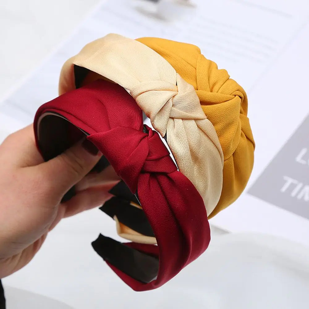 Women Girls Wide Top Knot Hair Bands Headdress Solid Color Cloth Headband Bezel Girls Hairband Hair Hoop Female Hair Accessories